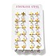 Clear Cubic Zirconia Cross Dangle Stud Earrings(EJEW-G292-08G)-1