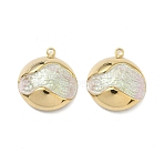Spray Painted 304 Stainless Steel Pendants, Half Round Charm, PVD Vacuum Plating, Real 18K Gold Plated, White, 17.5x15.5x4.5mm, Hole: 1.5mm(STAS-G371-13G-01)