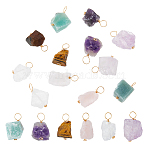 12Pcs Natural Gemstone Pendants, with Golden Eco-Friendly Round Copper Wire, 20mm, Hole: 0.5mm, 12pcs/set(PALLOY-FH00083)