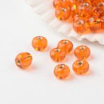 FGB 6/0 Grade A Round Glass Seed Beads, Silver Lined, Dark Orange, 4x3mm, Hole: 1mm, about 4800pcs/pound(SEED-A022-F6-36)