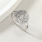 Tree of Life 201 Stainless Steel Finger Rings, Stainless Steel Color, US Size 8(18.1mm)(FS-WG3B6B9-05)