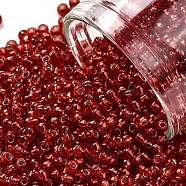 TOHO Round Seed Beads, Japanese Seed Beads, (25B) Silver Lined Siam Ruby, 11/0, 2.2mm, Hole: 0.8mm, about 5555pcs/50g(SEED-XTR11-0025B)