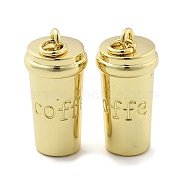 Brass Pendants, Bottle with Word Coffee Charms, with Jump Ring, Real 18K Gold Plated, 22.5x11x10.5mm, Hole: 3mm(KK-U060-19G)