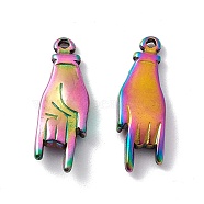 Ion Plating(IP) 304 Stainless Steel Pendants, Love Gesture, Rainbow Color, 20x7x3mm, Hole: 1mm(STAS-G278-33M)