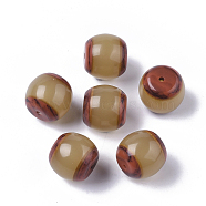 Resin Beads, Imitation Goat Cavel, Barrel, Dark Khaki, 12.5x13.5mm, Hole: 1.5mm(X-RESI-T039-026)
