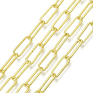Unwelded Iron Paperclip Chains, Drawn Elongated Cable Chains, with Spool, Golden, 15.1x5.1x1.1mm, about 32.8 Feet(10m)/roll(CH-S125-17A-03)