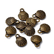 Tibetan Style Alloy Charms, Cadmium Free & Lead Free, Shell, Antique Bronze, 13x10x3.5mm, Hole: 2mm, about 934pcs/1000g(TIBEP-R304-105AB-LF)