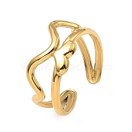 304 Stainless Steel Open Cuff Rings, Heart, Real 18K Gold Plated, US Size 6 1/2(16.9mm)(RJEW-Z018-21G)