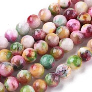 Jade Beads Strands, Natural White Jade, Dyed, Round, Colorful, 8mm, Hole: 1mm, about 51pcs/strand, 15.7 inch(G-D264-8mm-XH19)