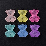 Transparent Acrylic Beads, Frosted, Bear, Mixed Color, 18.5x15.5x11mm, Hole: 2.5mm(X-MACR-S373-80-D)