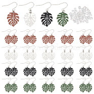 ELITE 24 Pairs 4 Color Alloy Enamel Tropical Leaf Dangle Earrings, 304 Stainless Steel  Jewelry for Women, Mixed Color, 42mm, Pin: 0.7mm, 6 Pair/color(EJEW-PH0001-25)