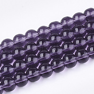 Glass Beads Strands, Round, Purple, 10mm, Hole: 1mm, about 33pcs/strand, 12 inch(X-GR10mm06Y)