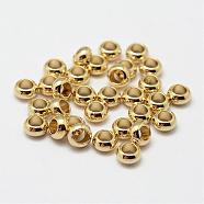 Brass Beads, Rondelle, Nickel Free, Raw(Unplated), 4.5x2mm, Hole: 2mm(KK-P095-05-B)