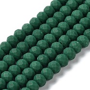 Glass Beads Strands, Faceted, Frosted, Rondelle, Sea Green, 6x4.5mm, Hole: 1mm, about 86pcs/strand, 16.14''(41cm)(EGLA-A034-P6mm-MD09)