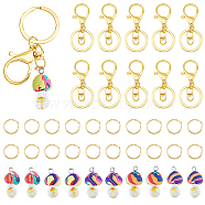 DIY Mushroom Charm Keychain Making Kit, Including Polymer Clay Pendants, Iron Alloy Lobster Claw Clasp Keychain, 304 Stainless Steel Jump Rings, Mixed Color, 40Pcs/box(DIY-DC0001-82)