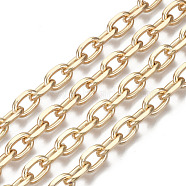 Unwelded Iron Cable Chains, Diamond Cut Chains, with Spool, Light Gold, 10.7x6.8x1.9mm, about 32.8 Feet(10m)/roll(CH-S125-20A-05)