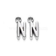 Tibetan Style Alloy Pendants, Cadmium Free & Lead Free, Letter N, N:16x7.5x2mm, Hole: 2mm, about 1265pcs/1000g(TIBE-S108-108N-AS-RS)
