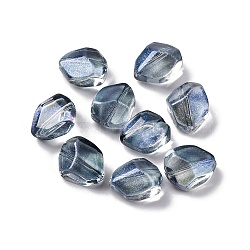 Baking Paint Transparent Glass Beads, with Glitter Power, Nuggets, Slate Gray, 12x9.5x7mm, Hole: 1.2mm(DGLA-C004-01B)