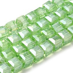 Electroplate Glass Beads Strands, AB Color Plated, Faceted, Cube, Light Green, 5~6x5~6x5~6mm, Hole: 1mm, 95~100pcs/strand, 54~57cm(EGLA-D018-6x6mm-33)