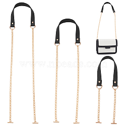 WADORN 3Pcs 3 Styles PU Leather Bag Straps, with Zinc Alloy Chain & T-Bar Clasps, Black, 620~1212x27x9mm, 1pc/style(FIND-WR0009-99B)