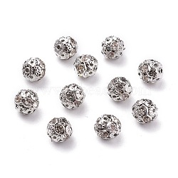 Brass Rhinestone Beads, Grade A, Platinum Metal Color, Round, Crystal, 8mm, Hole: 1mm(X-RB-A011-8mm-01P)