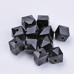 Transparent Acrylic Beads, Faceted, Cube, Black, 12x12x10mm, Hole: 1.5mm, about 510pcs/500g(TACR-Q259-12mm-V72)