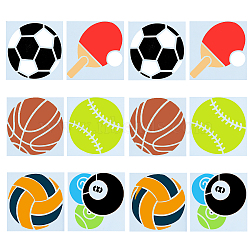 6Pcs 6 Styles PET Plastic Drawing Painting Stencils Templates, Rectangle with Sports Ball Pattern, Sports Themed Pattern, 100x100x0.3mm, 1pc/style(AJEW-WH0326-56)