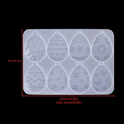 Food Grade DIY Silicone Pendant Molds, Decoration Making, Resin Casting Molds, For UV Resin, Epoxy Resin Jewelry Making, White, Egg, 99x142x4.8mm(PW-WG51742-01)