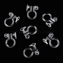 Plastic Clip-on Earring Findings, with Loop, for Non-Pierced Ears, Clear, 11x9x3.5mm, Hole: 0.5mm, Pin: 1mm, Fit For 3mm Rhinestone(X-KY-R014-01)