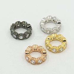 Brass Micro Pave Cubic Zirconia Beads, Rondelle, Mixed Color, 8mm(ZIRC-F001-109-A)