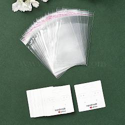 30Pcs Square Paper Earring Display Cards, Jewelry Display Card for Earring Showing, with 30Pcs OPP Cellophane Bags, White, Card: 5x5cm(EDIS-YW0001-06B)