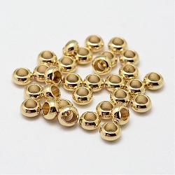 Brass Beads, Rondelle, Nickel Free, Raw(Unplated), 4.5x2mm, Hole: 2mm(KK-P095-05-B)