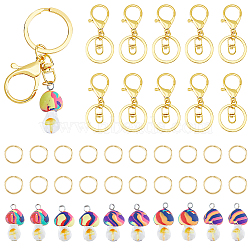 DIY Mushroom Charm Keychain Making Kit, Including Polymer Clay Pendants, Iron Alloy Lobster Claw Clasp Keychain, 304 Stainless Steel Jump Rings, Mixed Color, 40Pcs/box(DIY-DC0001-82)
