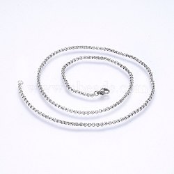 Tarnish Resistant 304 Stainless Steel Cable Chain Necklaces, Stainless Steel Color, 19.68 inch(50cm), 2mm(NJEW-P226-02P-02)