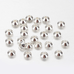 Brass Spacer Beads, Bicone, Silver Color Plated, about 4mm in diameter, hole: 1mm(X-EC008-S)