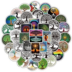 50Pcs PVC Picture Stickers, Tree of Life Stickers, Colorful, 45~75mm(TREE-PW0001-02)