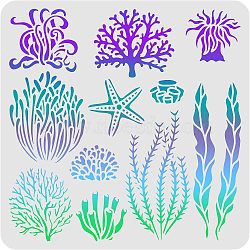 Plastic Reusable Drawing Painting Stencils Templates, for Painting on Scrapbook Fabric Tiles Floor Furniture Wood, Square, Plants Pattern, 300x300mm(DIY-WH0172-499)