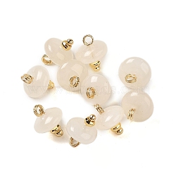 Natural Quartz Crystal Rock Crystal Rondelle Charms with Rack Plating Brass Loops, Real 18K Gold Plated, Long-Lasting Plated, 9.5~11x8~8.5mm, Hole: 1.8mm(G-G110-05B-06)