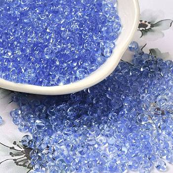 Transparent Colours Glass Seed Beads, Fringe Teardrop Beads, Cornflower Blue, 6/0, 4~4.5x3~3.5x4~4.5mm, Hole: 1~1.2mm, about 5625pcs/pound
