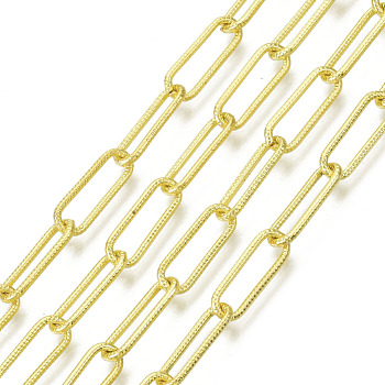 Unwelded Iron Paperclip Chains, Drawn Elongated Cable Chains, with Spool, Golden, 15.1x5.1x1.1mm, about 32.8 Feet(10m)/roll