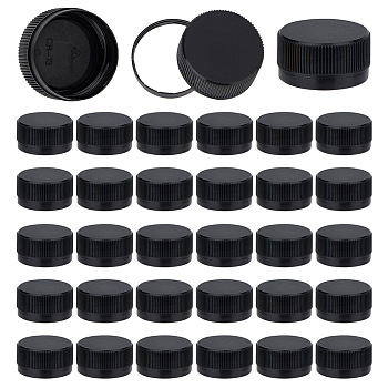 Plastic Bottle Caps, Screw-on Bottle Lids, Column, Black, 32x16.5mm, Inner Diameter: 29.5mm