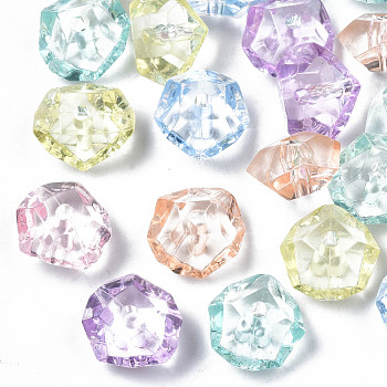 Transparent Acrylic Beads, Chips, Mixed Color, 12x11x6.5mm, Hole: 1.6mm, about 1310pcs/500g