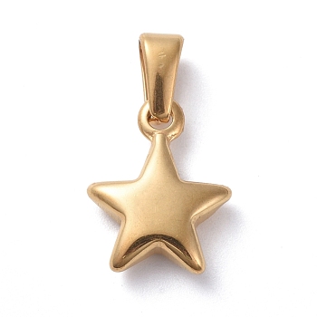 304 Stainless Steel Charms, Star, Golden, 13.5x10.5x3.5mm, Hole: 6x3mm