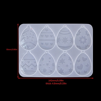 Food Grade DIY Silicone Pendant Molds, Decoration Making, Resin Casting Molds, For UV Resin, Epoxy Resin Jewelry Making, White, Egg, 99x142x4.8mm