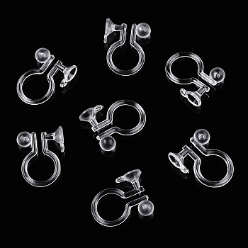 Plastic Clip-on Earring Findings, with Loop, for Non-Pierced Ears, Clear, 11x9x3.5mm, Hole: 0.5mm, Pin: 1mm, Fit For 3mm Rhinestone