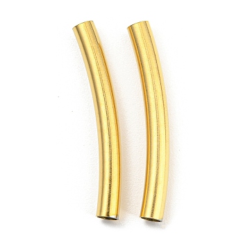 304 Stainless Steel Tube Beads, Curved Tube, Golden, 25x3mm, Hole: 2.5mm