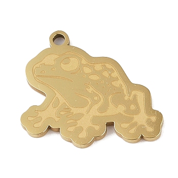 304 Stainless Steel Pendants, Frog Charm, Golden, 19.5x21.5x1.5mm, Hole: 1mm