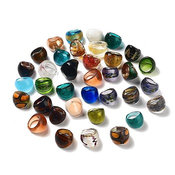 Mixed Handmade Lampwork Wide Band Rings, Mixed Color, 17~20mm, 12pcs/box