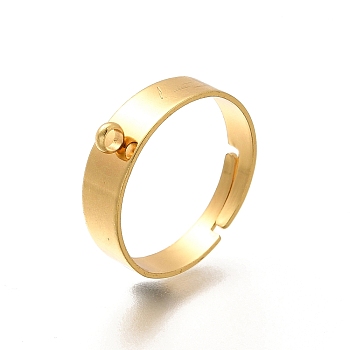 316 Surgical Stainless Steel Adjustable Ring Components, with Loop, Real 18K Gold Plated, 3.5~5.5mm, Hole: 2mm, Inner Diameter: 17mm