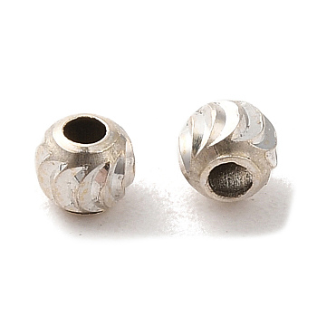 925 Sterling Silver Corrugated Round Spacer Beads, Silver, 3x2.5mm, Hole: 1.2mm